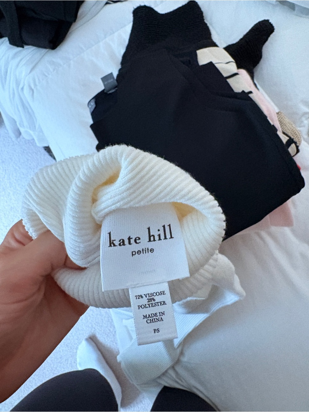 Kate Hill Petite White Ribbed Leggings